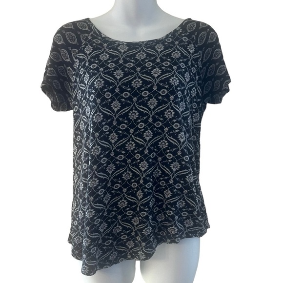 Lucky Brand short sleeve raglan tee with mixed pattern size S - Picture 1 of 10